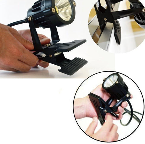 Youngine 1pcs 5W LED Clip on Light Outdoor Water Resistant Blackboard Signboard Lighting Adjustable Desk Stand Arm Lamp with Power Plug (Warm Whit...