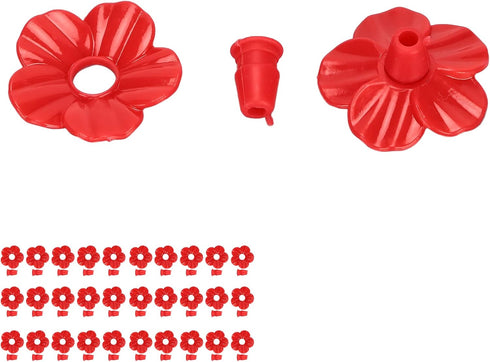 Ejoyous Hummingbird Feeder Part, 30Pcs Hummingbird Feeder Replacement Flowers Feeding Ports Replaceable More Bird Feeder Decorative Flower (Red)...