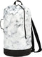 White Marble Laundry Bag Large Heavy Duty Laundry Backpack for College Students Laundry bag with Shoulder Straps Washable for Camp Traveling Water...
