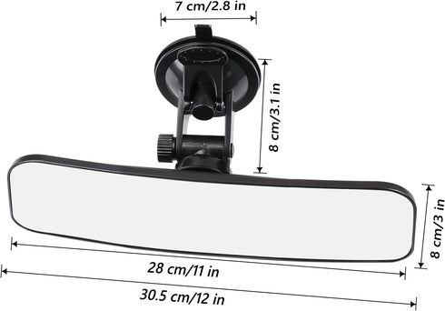 12" Large Convex Rear View Mirror, Suction Cup Anti-Glare Rearview Mirror White Mirror with Panoramic Wide Angle Mounted on Windshield for RV Mari...