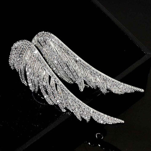 Crystal Angel Wings Brooch Pins,Elegant Rhinestone Feather Wings Lapel Pin Suit Coat Breastpin for Women Men Wedding Party Jewelry Gitfs...