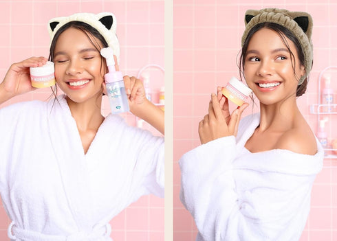 Huachi 2 Packs Cute Cat Spa Headband for Washing Face Makeup Skincare, Animal Headbands for Women Girls Trendy Stuff Gifts Soft Coral Fleece Facia...