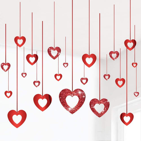 Valentine's Day Glitter Heart Swirl Hanging Decoration - Bridal Shower, Engagement, Anniversary,Wedding Party Decorations...