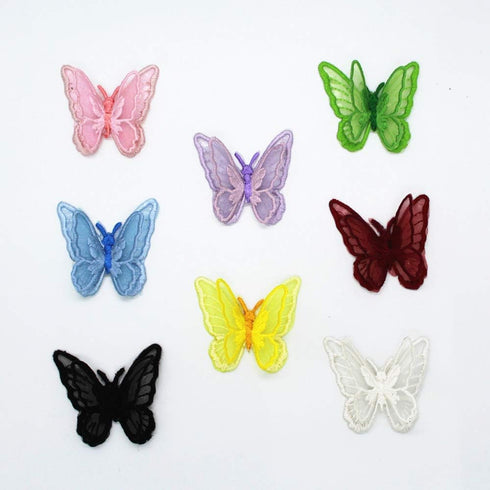 10pcs Embroidery Butterfly Sew Iron On Patch Badge Wedding Bridal Dress Embroidered Applique Sewing Craft DIY (Blue, 1.96 x 1.96inch)...