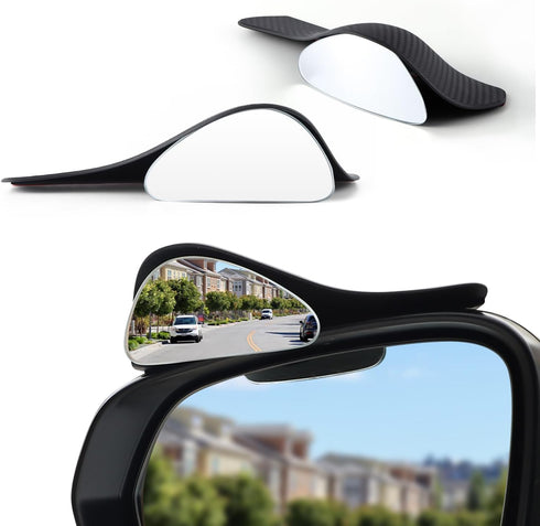LivTee Blind Spot Mirror with Side Mirror Rain Guard, Carbon Fiber 2-in-1 Side Mirror Covers Kit with Wide Angle Adjustable Stick for Cars SUV and...