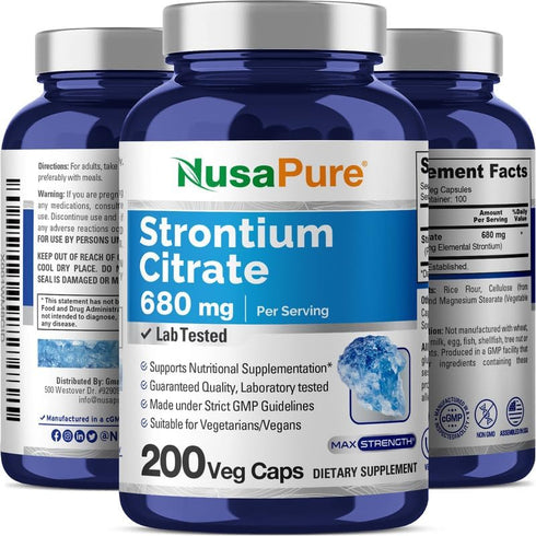 NusaPure Strontium 680 mg 200 Vegetarian Caps (Non-GMO, Vegan)...