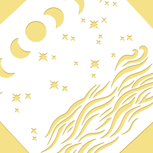 BENECREAT 12x12 Inches Oceam Sea Wave Painting Stencils Cresent Moon Star Templates Stencils for Art Painting on Wood, Scrabooking Cardmaking and ...