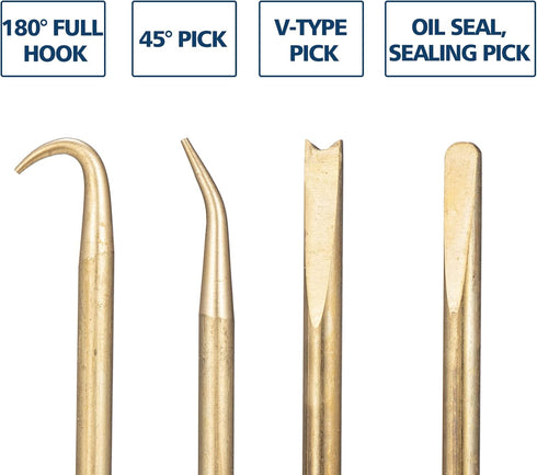 O Ring Tool Set Pick -and Hook, Hand Tools, Useful as Removing Small Fuses, Oil Seal Gaskets, Springs and Wire plugs, Brass Material for Extended ...