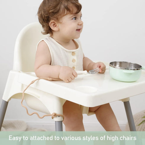 Toddler Utensils?Silicone Stretch Lids for Fork and Spoon,Holder Strap Food Grade Silicone Keep Fork and Spoon Off The Floor Great for Baby and Ki...