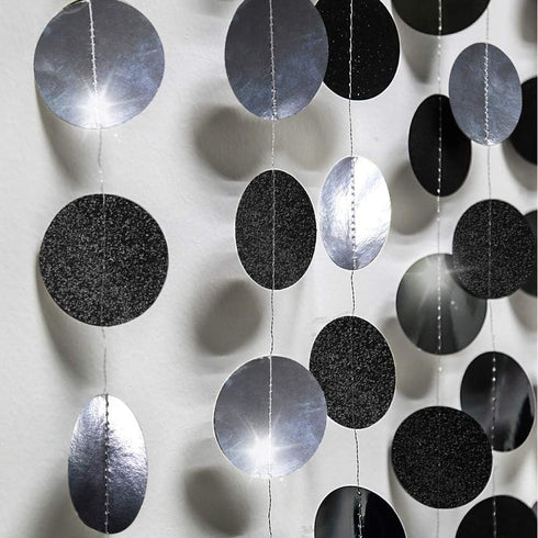 Cheerland Glitter Charcoal Grey Black Circle Garland Kit Halloween Party Decoration Hanging Polka Dots Streamer Backdrop Banner Birthday Wedding R...