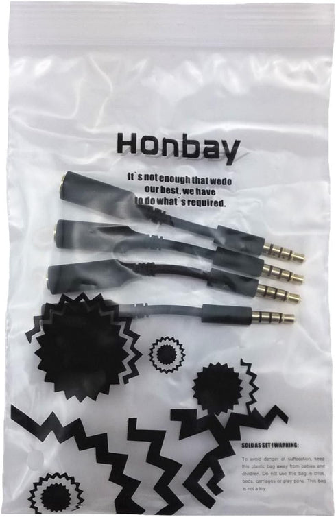 Honbay 4pcs Gold Plated 3.5mm Male to 3.5mm Female Extension Cable Headset Audio Jack Extender Adapter for Battery Charger Case and Smartphones...