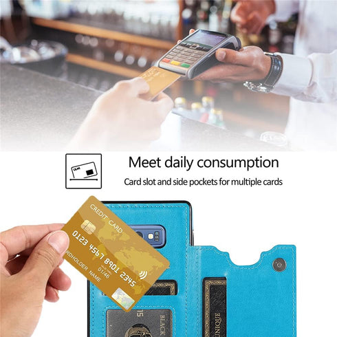 Design for Samsung Galaxy Note 9 Case with Tempered Glass Screen Protector Credit Card Holder Slot, Leather Wallet Phone Cases Stand Kickstand Pro...