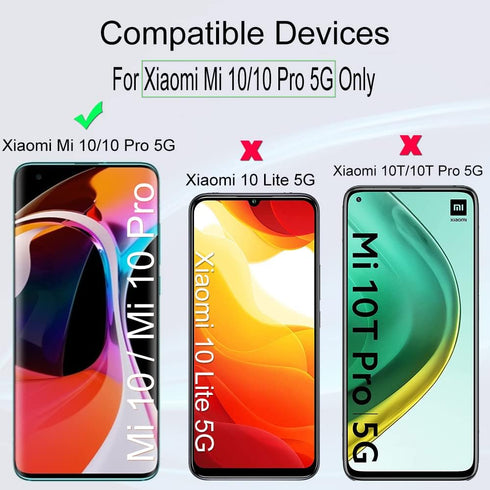 Ibywind Screen Protector For Xiaomi Mi 10/10 Pro,with 2Pcs Flexible TPU Film,1Pc Camera Lens Protector,1Pc Backing Carbon Fiber Film [Fingerprint ...