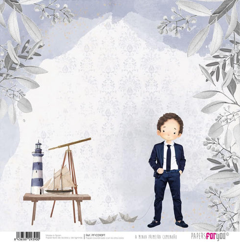 Papers For You - Scrapbooking Paper Kit in Portuguese | "A Day of Illusion Brown Haired Boy" Collection | Includes 12 Double Sided Papers with Var...