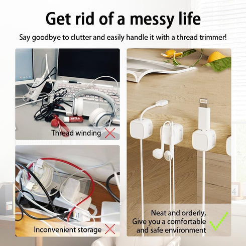 Magnetic Cable Clips, 6 Pack Cord Organizer Holder, White Charging Cable Keeper (Cable Smooth Adjustable), Adhesive Cable Management Phone USB Cha...
