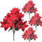 BANBERRY DESIGNS Poinsettia Picks - Set of Poinsettias Stems - 7 Red Christmas Flowers Each - 11" H - Poinsettia Flower Bunch for Decorations - Ho...