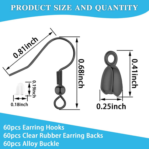 180Pcs Earring Making Kit, Earring Hooks, Hypoallergenic Earring Hooks, Stainless Steel French Earring Hooks Wire Ear Ball Hooks with Pendant Clas...