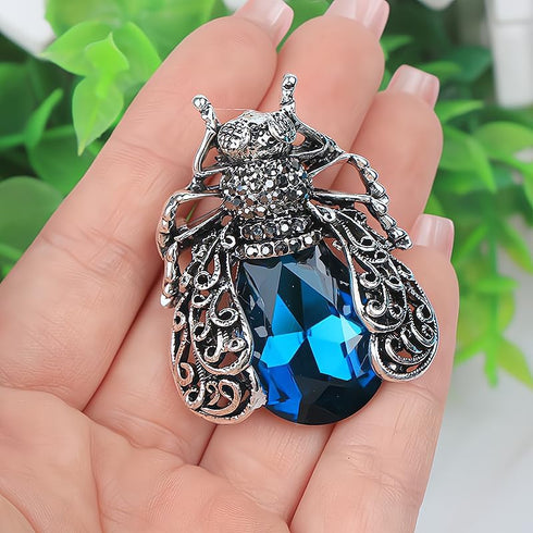 2Pcs Crystal Insect Brooch Beetles Brooches Pin Fashion Brooch For Women Pins Scarf Clip Jewelry Broach Purple Blue...