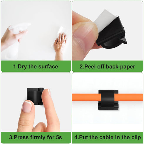 50 Pcs Cable Management Under Desk, Xuuza Adhesive Cable Clips Cord Keeper Organizers for Phone Chargers, Computer Mouse Cables, Lightning Chargin...