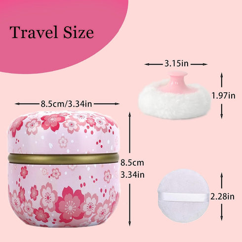 Body Powder Puff and Container, 3.15" Portable Empty Body Powder Container for Baby Women's Loose Dusting Powder, Powder Case Box with Lids for Ba...