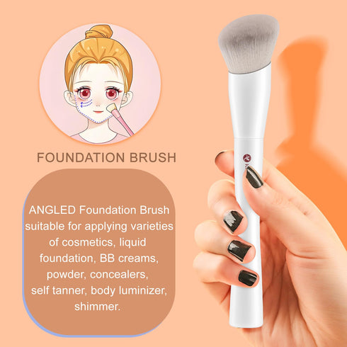 KINGMAS Angled Foundation Brush Concealer Brush, Kabuki Makeup Brush for Liquid, Blending, Cream, Powder, Blush Buffing Stippling Face Makeup Tool...