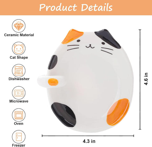 Cat Spoon Rest, Ceramic Cute Spoon Holder Rest for Stove Top, Cat Kitchen Accessories, Stove Holder Utensil Spoon Rest for Kitchen Counter (Orange...