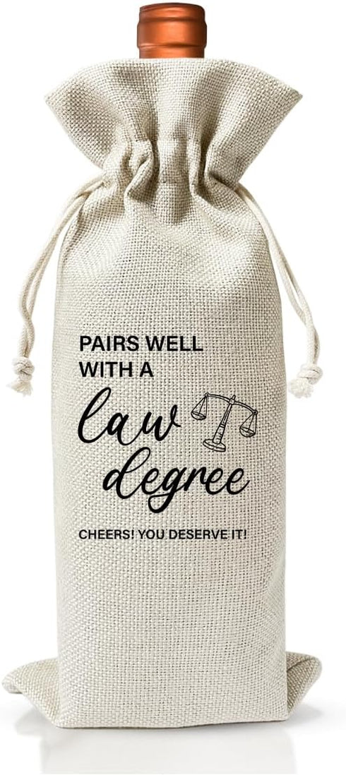 Law Degree Graduation Gift Wine Bag, Lawyer Gift For Law Student Her Him Women Men Friend, Passing The Bar Exam, Law School Graduation Gift, Reusa...