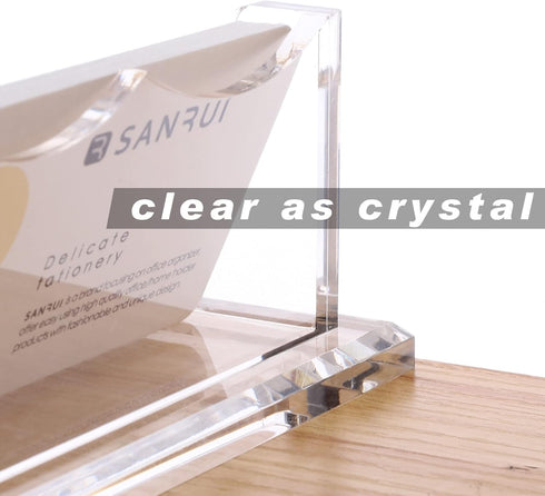 SANRUI Clear Horizontal Business Card Holder Stand for Desk, Acrylic Desktop Display Name Cards Holders Organizer Storage Rack,for Exhibition, Hom...