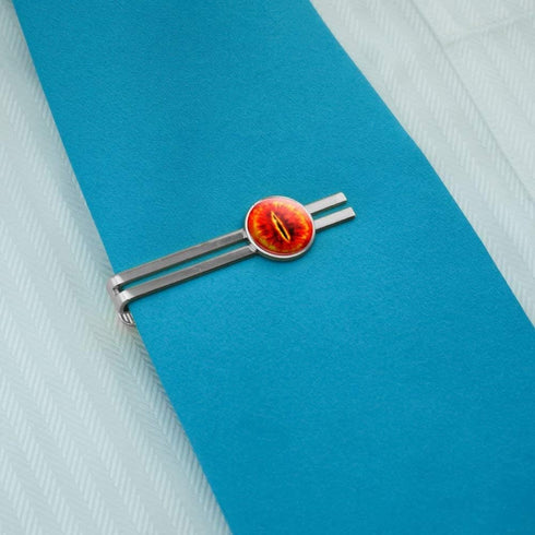 THE LORD OF THE RINGS Eye of Sauron Round Tie Bar Clip Clasp Tack Silver Color Plated...