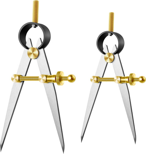 Weewooday 2 Pieces Adjustable Lockable Divider Leather Compass 6 Inch and 8 Inch Leather Compass Creaser Drafting Compass Tool for Woodworking, Me...