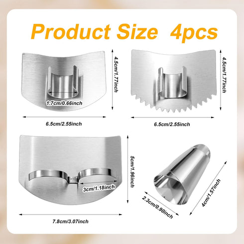 4pcs Stainless Steel Finger Guards for Cutting, Kitchen Chopping Finger Protector Nail Finger Cutting Shield Hand Protector Tool for Slicing Dicin...