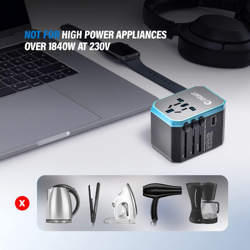 Universal Travel Adapter, Unidapt International Plug Adapter, 5.6A Smart Power 3.0A 4 USB 1 Type C, Power Adapter Travel Charger, Outlet Converter...