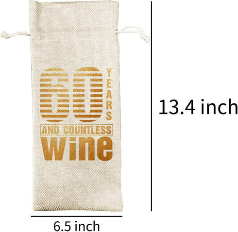LONLONBANG Funny 60th Birthday Gift Wine Bags, Funny Personalized Bday Gift Ideas for Women Men Mom Dad Boss Co-worker Friend, 60th Birthday Party...