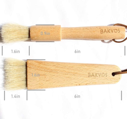 Pastry Brushes With Natural Wood and Bristles,Baking Brushes,Cooking Brushes,Food Brushes,Round and Flat,2 Pack...