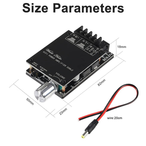 ZK-502C Bluetooth 5.0 Amplifier Board,100w Audio Amp Board Dual Channel DC8-24V, Password Free Connect to Phone Quietly for Home Passive Speakers ...
