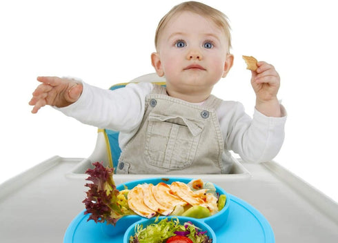Baby Divided Plate Silicone- Portable Non Slip Child Feeding Plate with Suction Cup for Children Babies and Kids BPA Free Baby Dinner Plate Microw...
