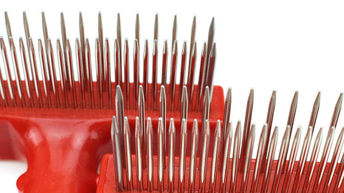 Dog Rake Hair Removal Brush Comb - Long Hair Dog Bottom Rake, Large Dog Long Hair - Hair Removal Brush, Dense Double Row Stainless Steel Pin - Red...