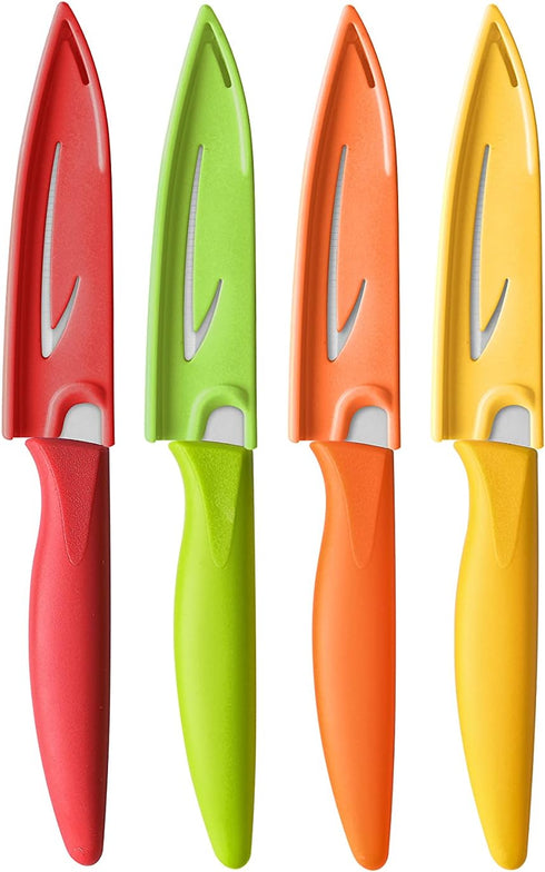 Paring knife, 4PCS Paring knives (4 Knives and 4 Knife cover), 4 Inch Peeling Knife, Fruit and Vegetable Knife, Ultra Sharp Kitchen Knives, German...