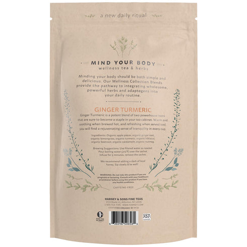 Harney & Sons Ginger Turmeric - Bag of 50 Sachets with Apple, Ginger, Lemongrass, and Hibiscus...