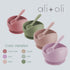 Ali+Oli Silicone Suction Bowl and Spoon Set (Sage, Original) - Unbreakable for 6 Months and Up, Self Feeding Utensils, First Stage Baby Feeding Su...