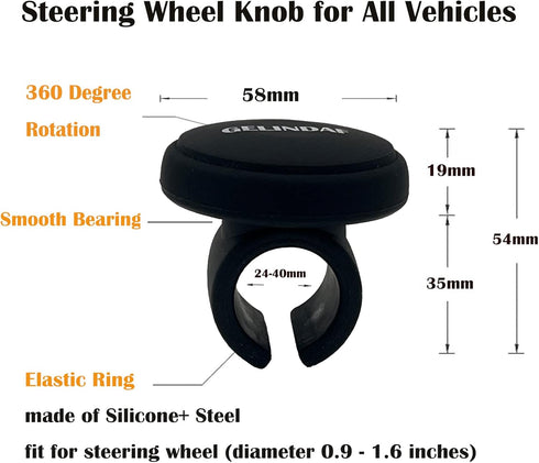 Car Steering Wheel Knob, Smooth Steering Wheel Spinner With Bearing, Universal Silicone Vehicle Steering Wheel Knobs Ball Suicide Knob for Car, SU...