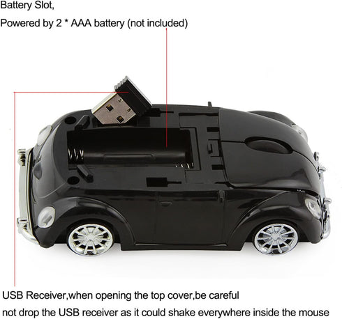 2.4GHz Wireless Mouse Cool Sports Car Shaped Computer Mouse 1200DPI Less Noise Portable USB Mouse Cordless Mouse for PC Laptop Computer Notebook K...