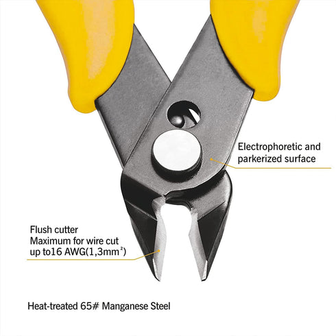 KATA 2-Pack Micro Wire Cutters, Precision Electronics Flush Cutter and Side Cutting Pliers for Electronics, Jewelry, Model Kits, Yellow...