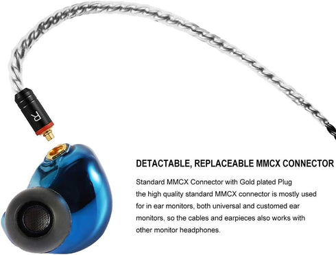 in-Ear Monitors, Wired Earbuds with Tesla Technology Headphone MMCX Detachable Cables,Noise-Isolating in Ear Earbuds for Musicians Drummer HiFi St...