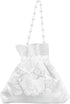 CRASPIRE Wedding Bride Handbag 8.38x8.7 Rose Satin Bridal Wedding Money Bag White Rose Embroidery Silk Drawstring Bag with Pearl for Dollar Dance ...