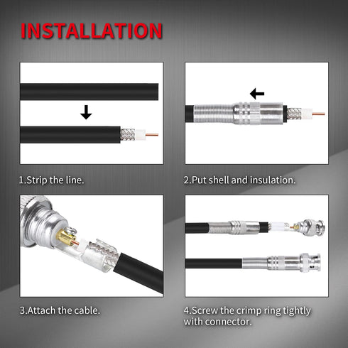DAIERTEK 24pcs RG59 RG6 BNC Connectors Male Solderless BNC Compression Connector Screw On Coaxial Terminal for CCTV Security Surveillance Camera C...