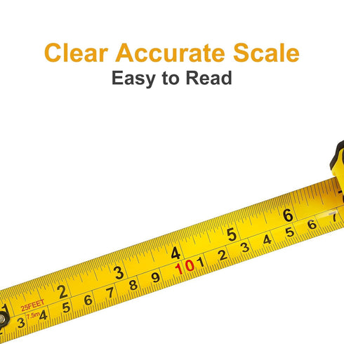 Tape Measure Retractable Professional 7.5M/25FT Inch/Metric Scale Measuring Tape...