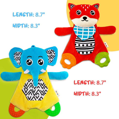 Baby Teething Toys | Crinkle Baby Toys | Cuddly Snuggle Teether, Black and White Soother Towel BPA Free Plush Sensory Teethers Toys for Newborns, ...