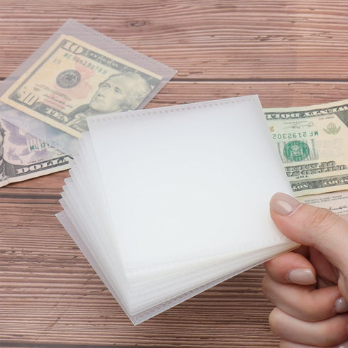 12 Sheets Frosted PP Small Cash Envelope 3.15x3.5 Inch Zipless Mini Budget Cash Stuffing Envelopes No Tab No Hole Card Pockets for Money Planner B...