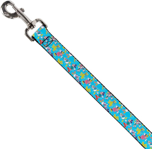 Disney Pet Leash, Dog Leash, Disney 100 Mickey and Friends Poses Scattered Blue, 6 Feet Long 0.5 Inch Wide...